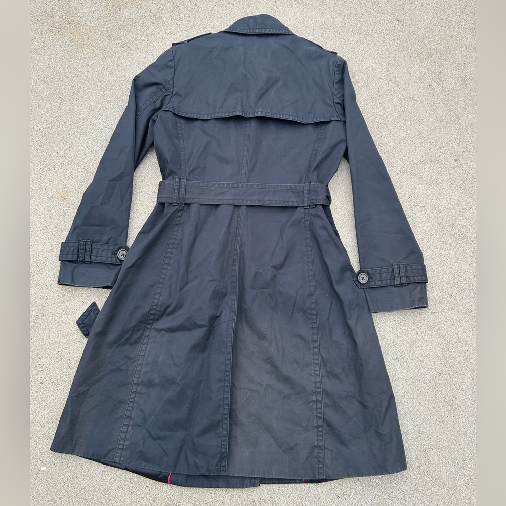Banana Republic Classic Black Trench Coat Women Size Small - Picture 10 of 12